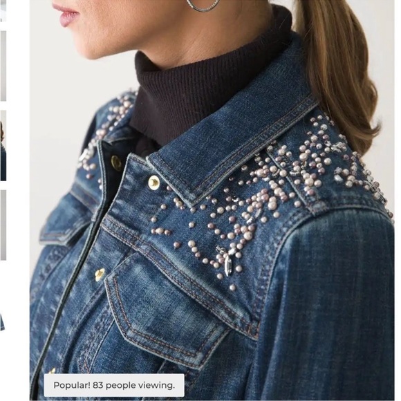 White House Black Market embellished Jean jacket size XL EUC - Picture 2 of 6